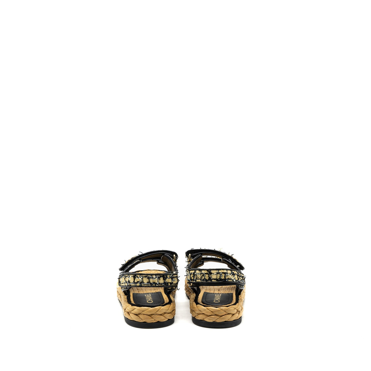 chanel-size-37-5-dad-sandals-multicolour-black-hardware