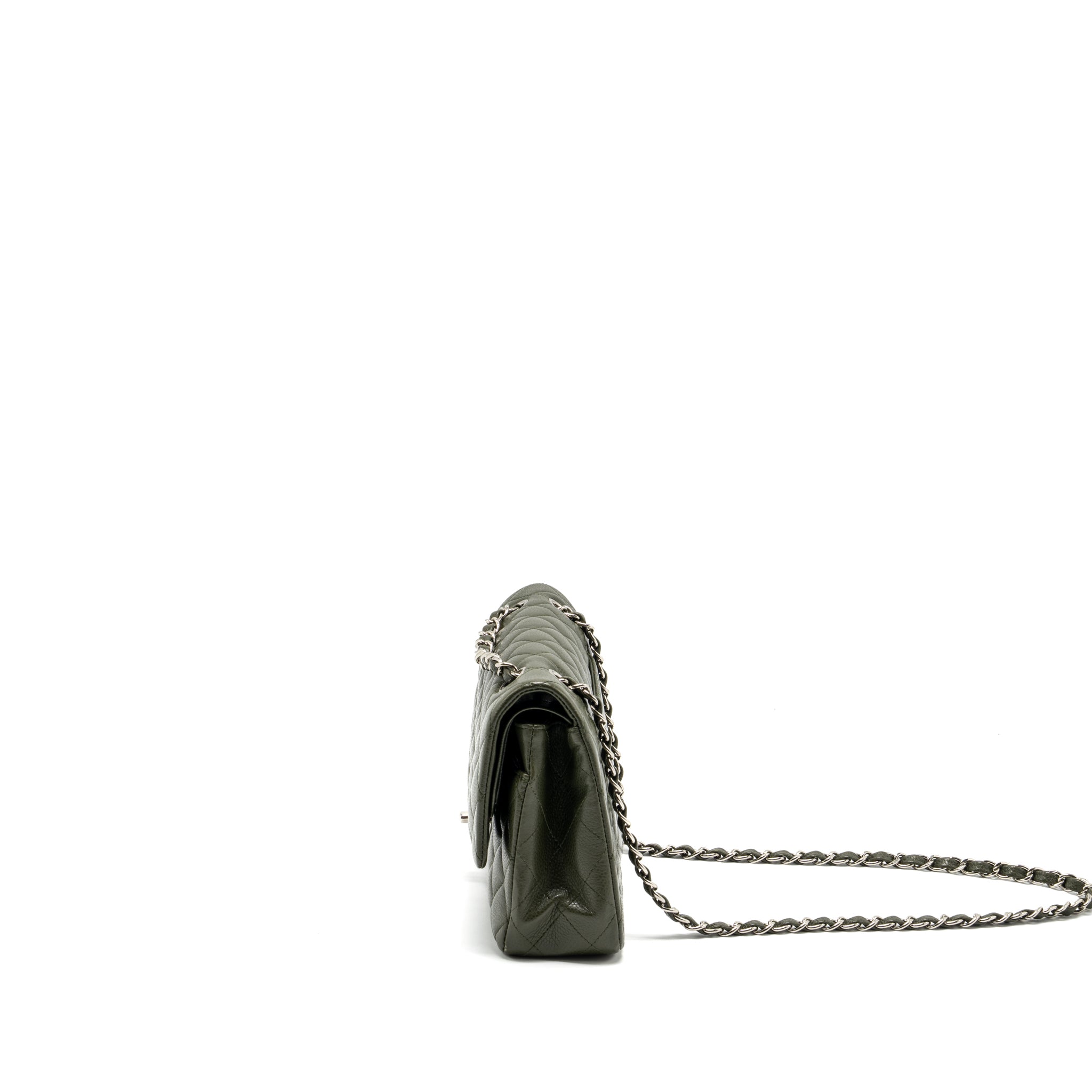 chanel-medium-classic-double-flap-bag-caviar-olive-green-shw