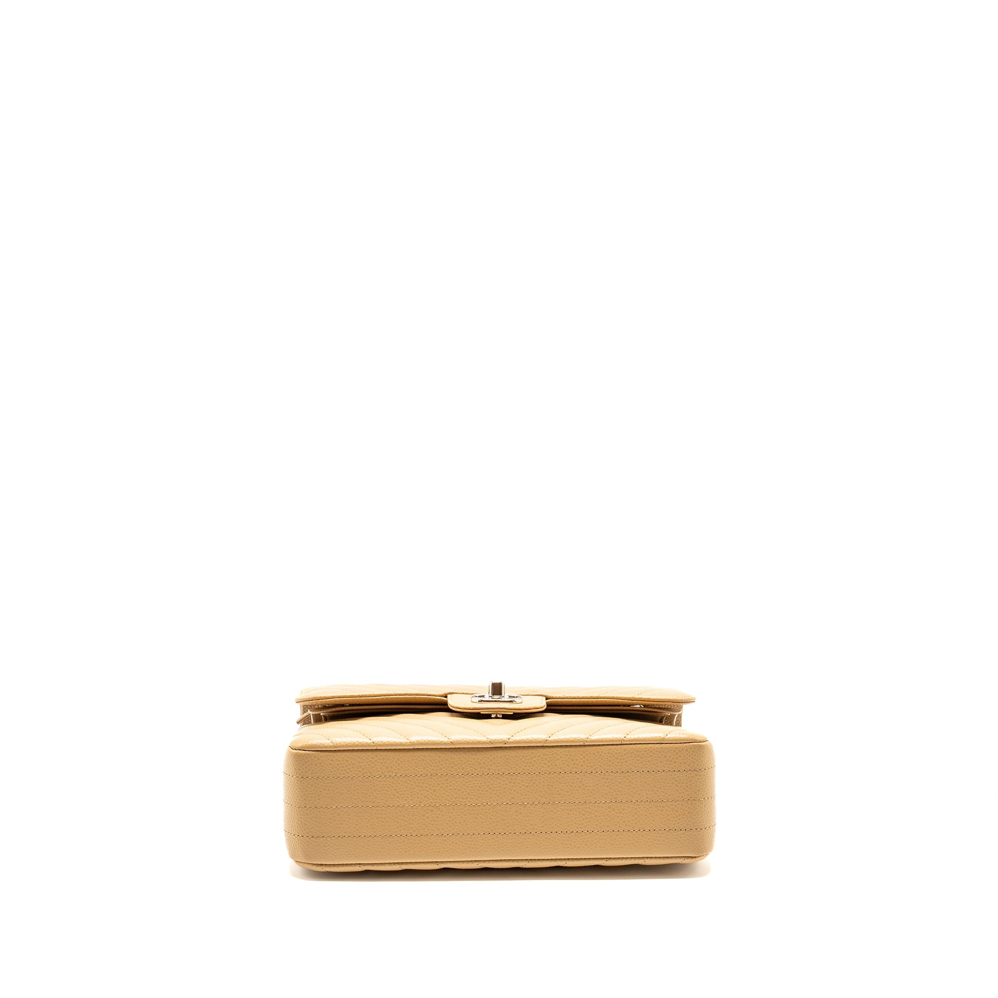 chanel-small-classic-double-flap-bag-chevron-caviar-beige-shw-copy