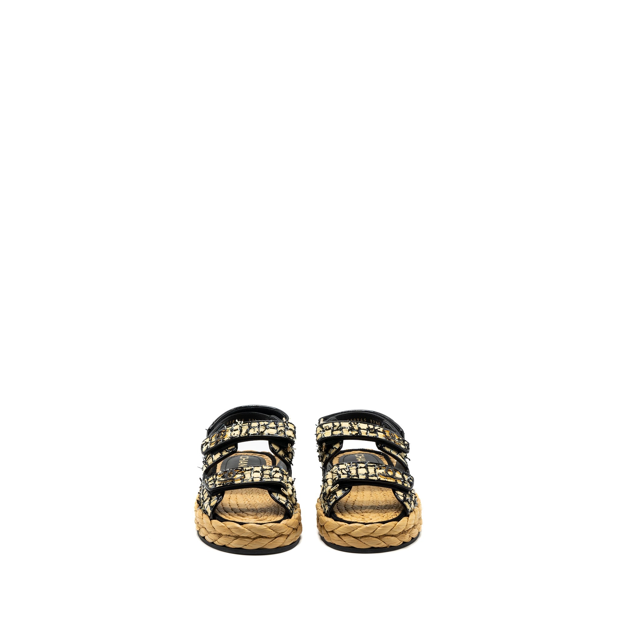 chanel-size-37-5-dad-sandals-multicolour-black-hardware