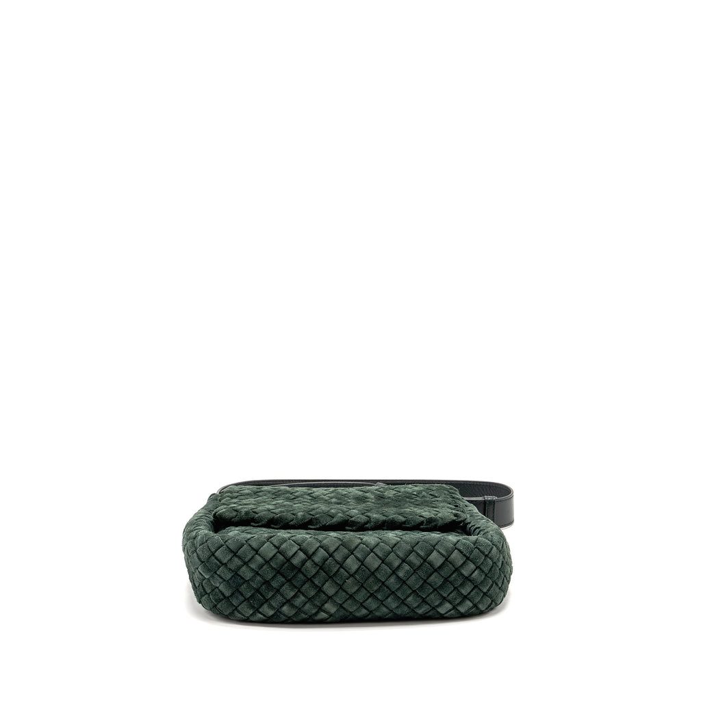 bottega-veneta-cobble-messenger-bag-intrecciato-woven-padded-suede-dark-green-ghw-copy