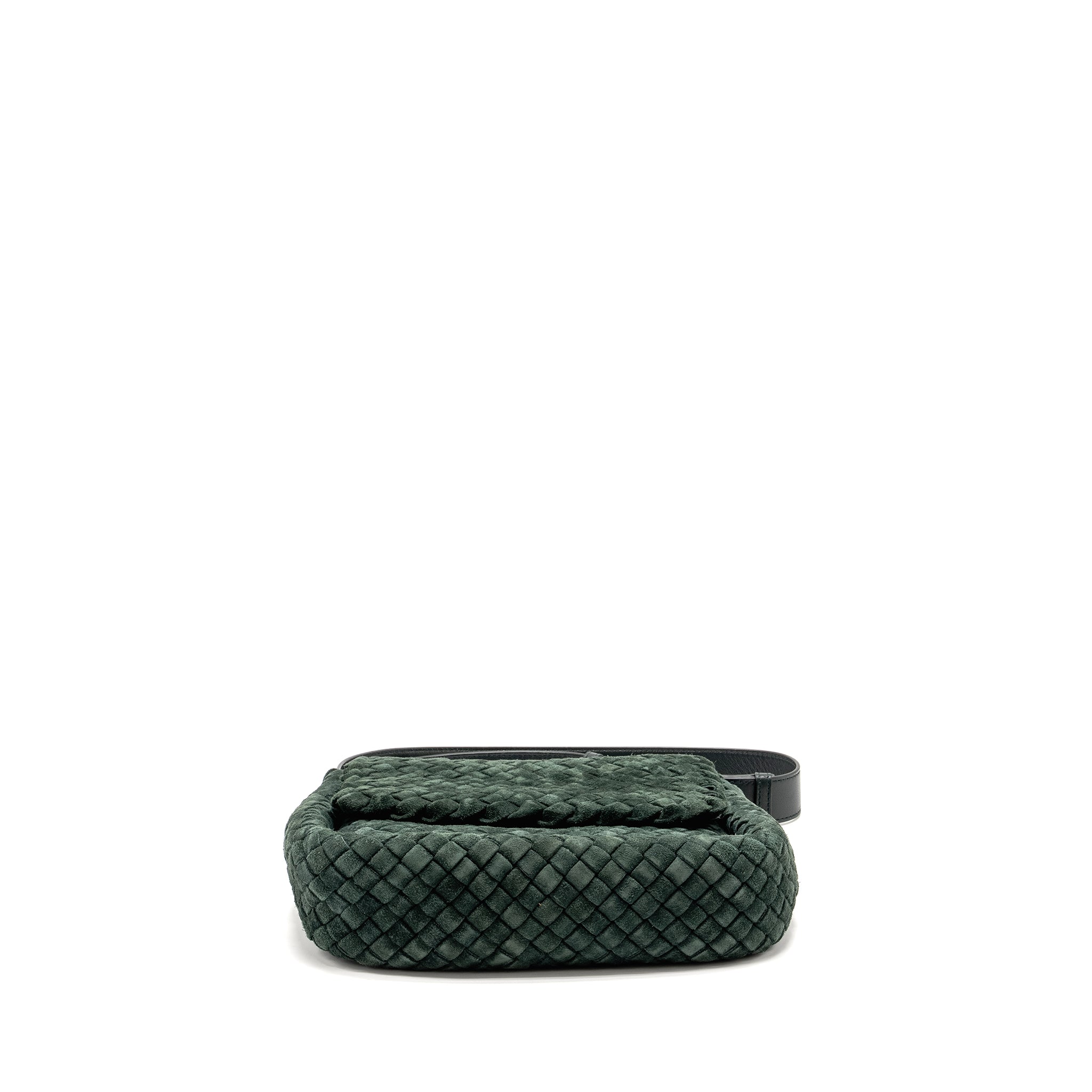 bottega-veneta-cobble-messenger-bag-intrecciato-woven-padded-suede-dark-green-ghw-copy