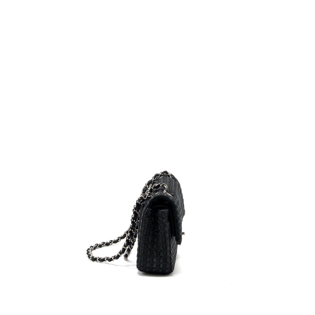 chanel-medium-classic-double-flap-bag-tweed-black-shw