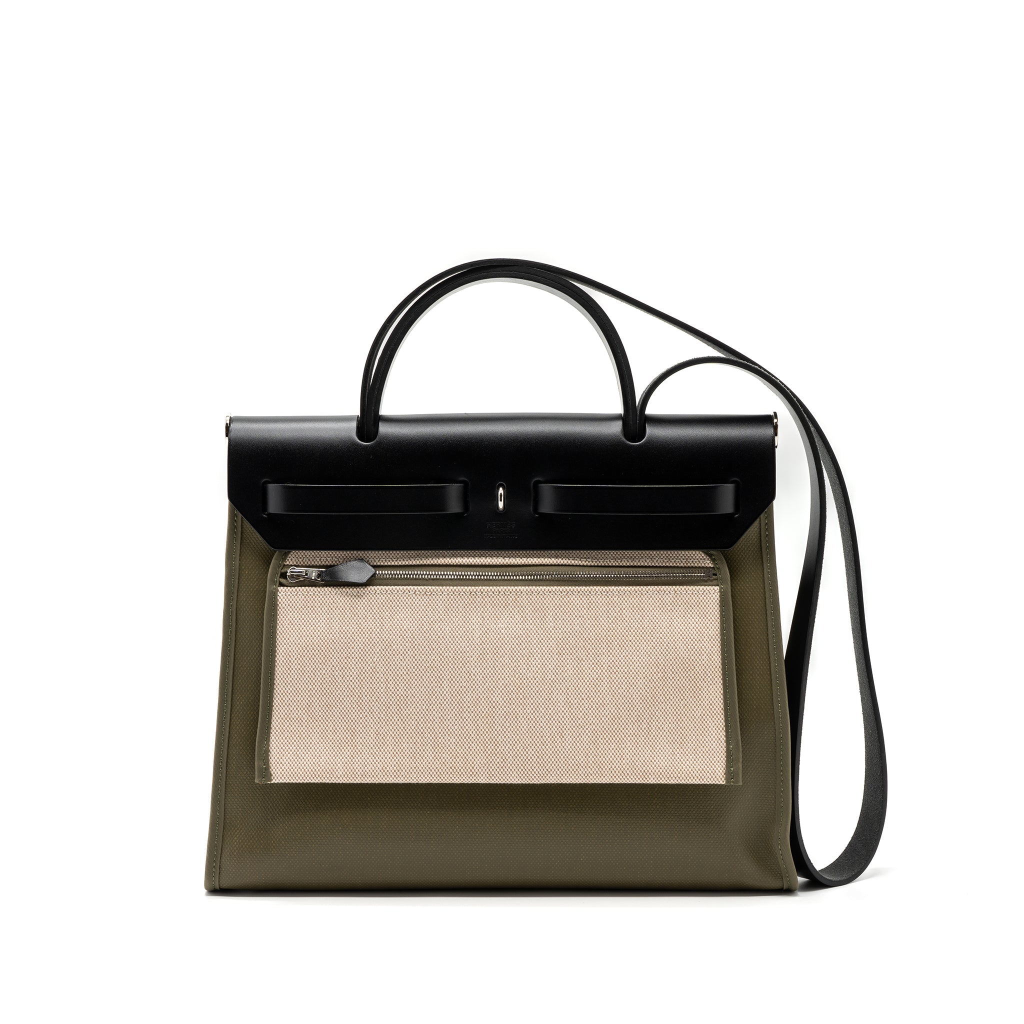 hermes-herbag-31-zip-bag-tolie-h-berline-canvas-vache-hunter-lichen-ecru-beige-black-shw-stamp-z