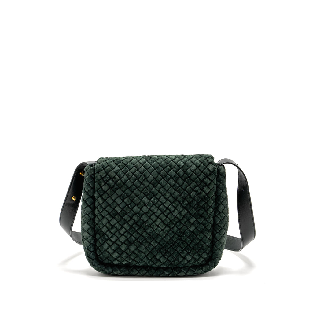 bottega-veneta-cobble-messenger-bag-intrecciato-woven-padded-suede-dark-green-ghw-copy