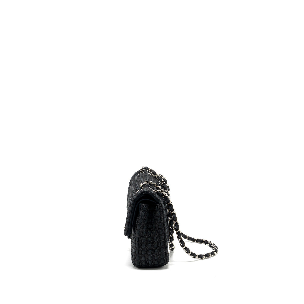 chanel-medium-classic-double-flap-bag-tweed-black-shw