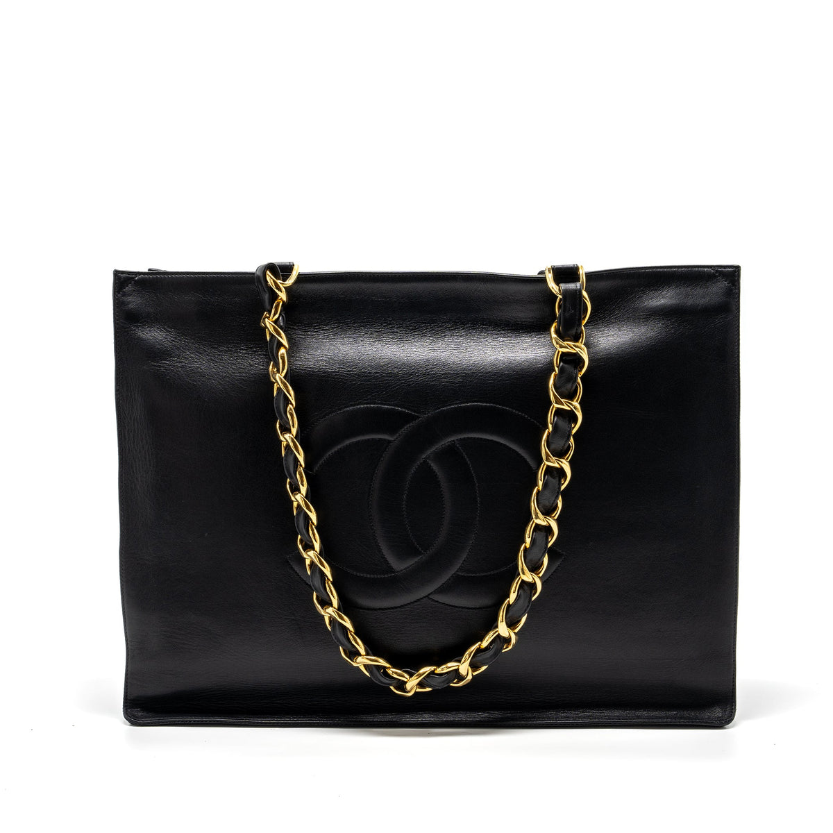 chanel-vintage-tote-bag-calfskin-black-ghw