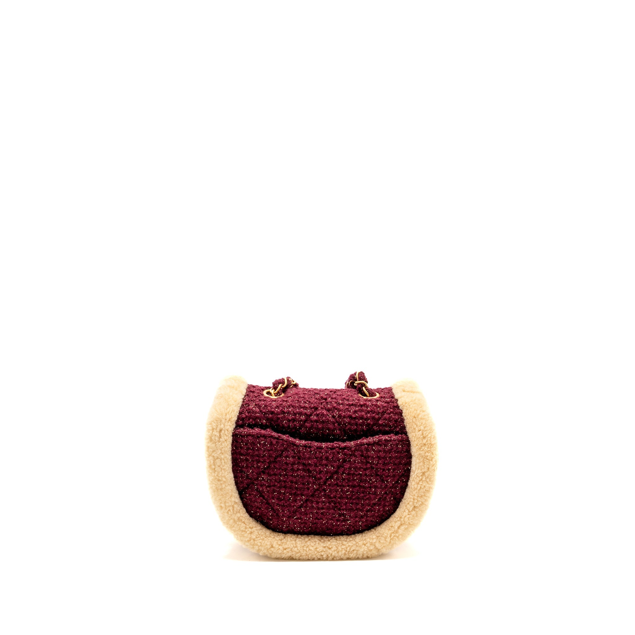 chanel-22k-mini-messenger-flap-bag-shearling-tweed-burgundy-beige-ghw-microchip