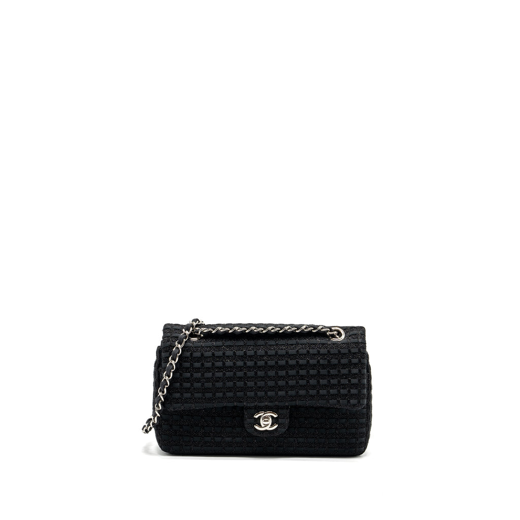 chanel-medium-classic-double-flap-bag-tweed-black-shw
