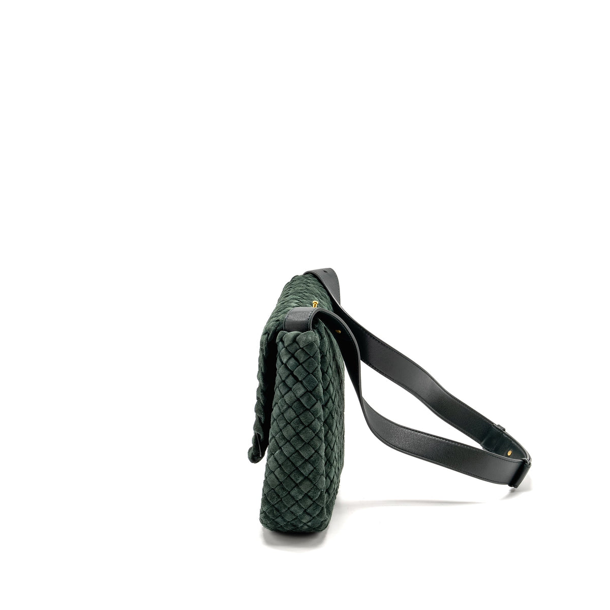 bottega-veneta-cobble-messenger-bag-intrecciato-woven-padded-suede-dark-green-ghw-copy