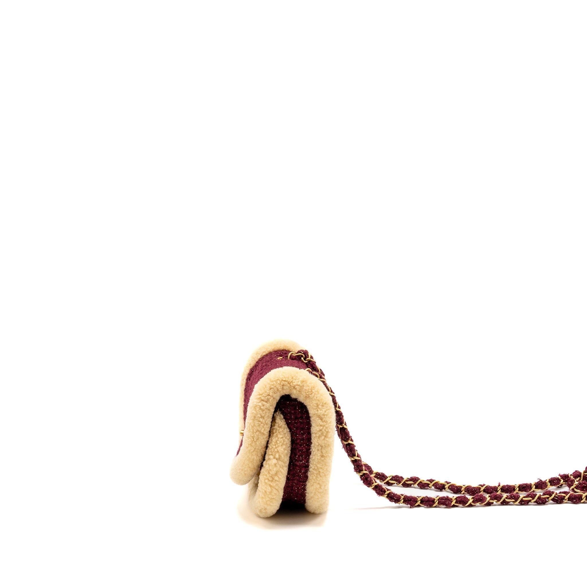 chanel-22k-mini-messenger-flap-bag-shearling-tweed-burgundy-beige-ghw-microchip