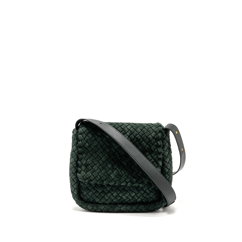 bottega-veneta-cobble-messenger-bag-intrecciato-woven-padded-suede-dark-green-ghw-copy