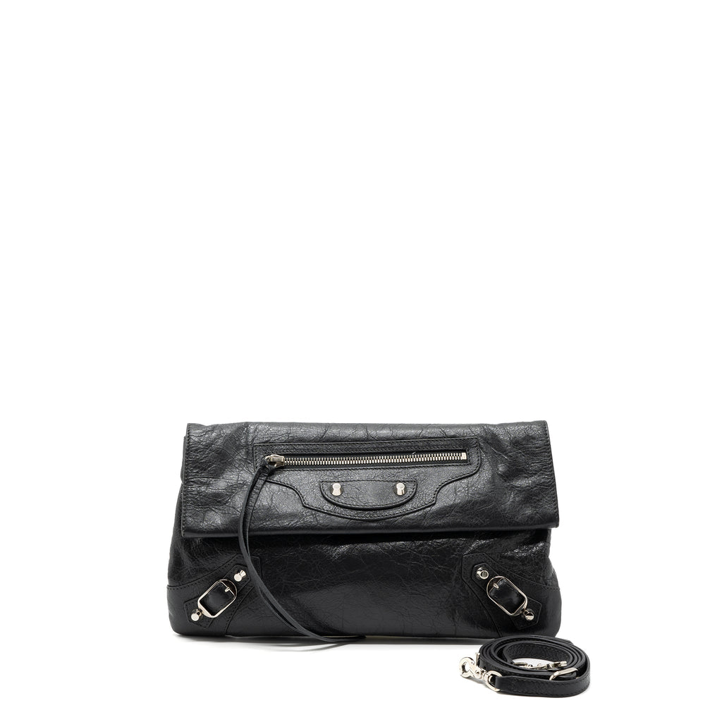 balenciaga-city-fold-clutch-shoulder-bag-dark-grey-shw
