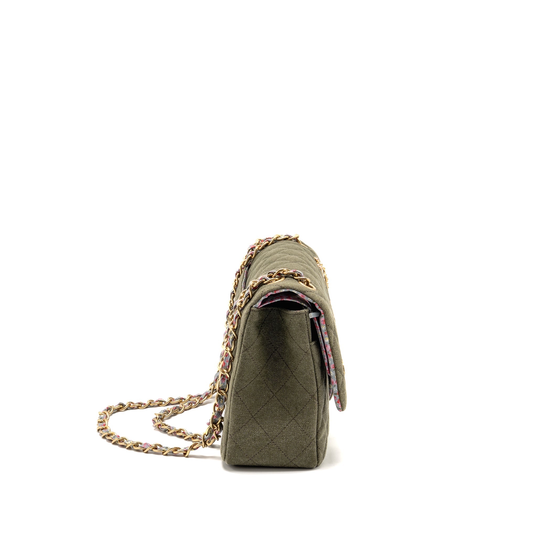 chanel-coco-cuba-charms-jumbo-classic-double-flap-bag-canvas-green-ghw