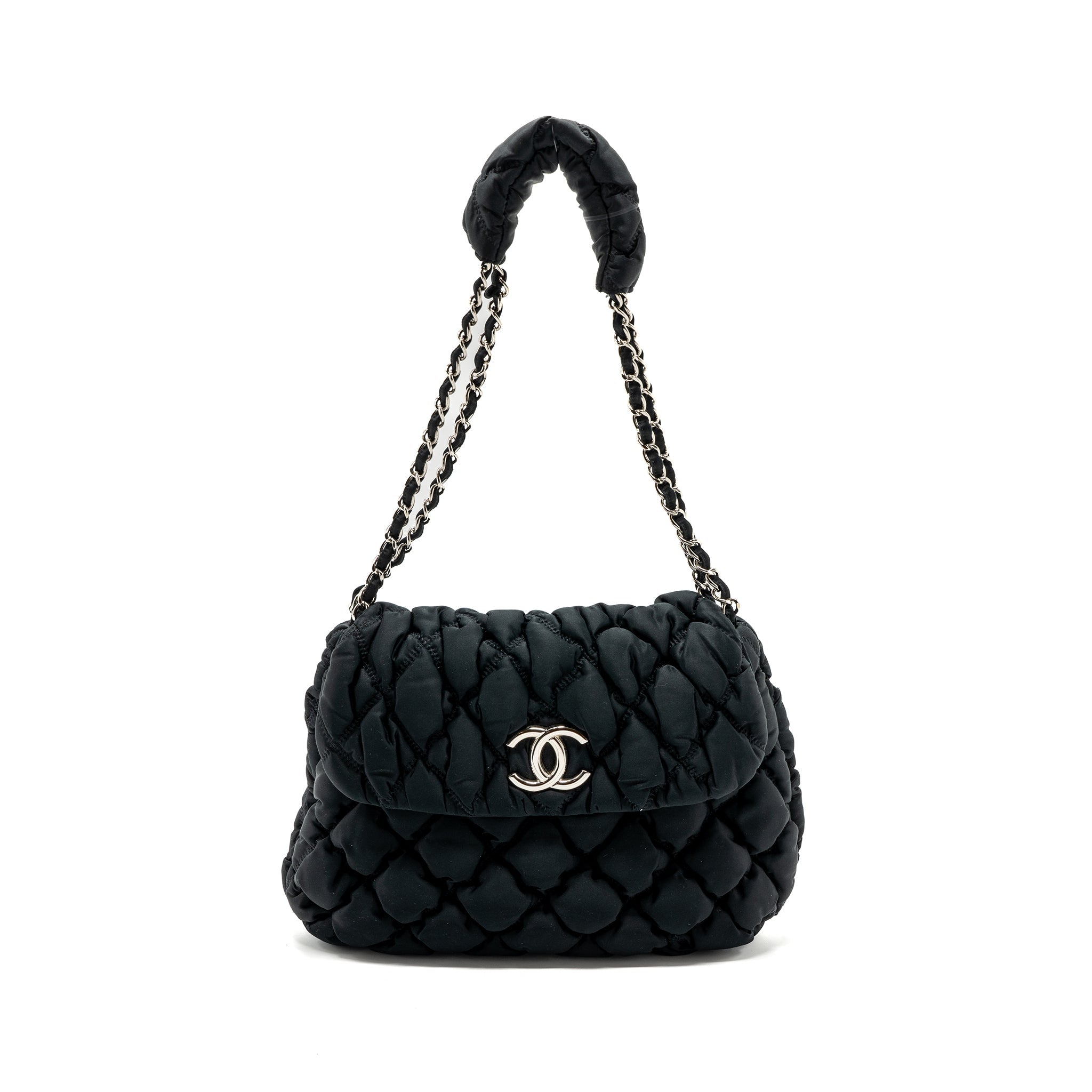 chanel-quilted-flap-choulder-bag-nylon-black-shw