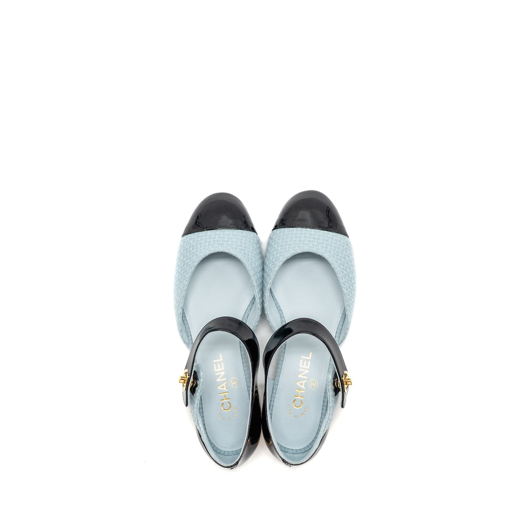 chanel-size-39-21k-ballerinas-flat-shoes-tweed-patent-calfskin-light-blue-black-ghw-copy