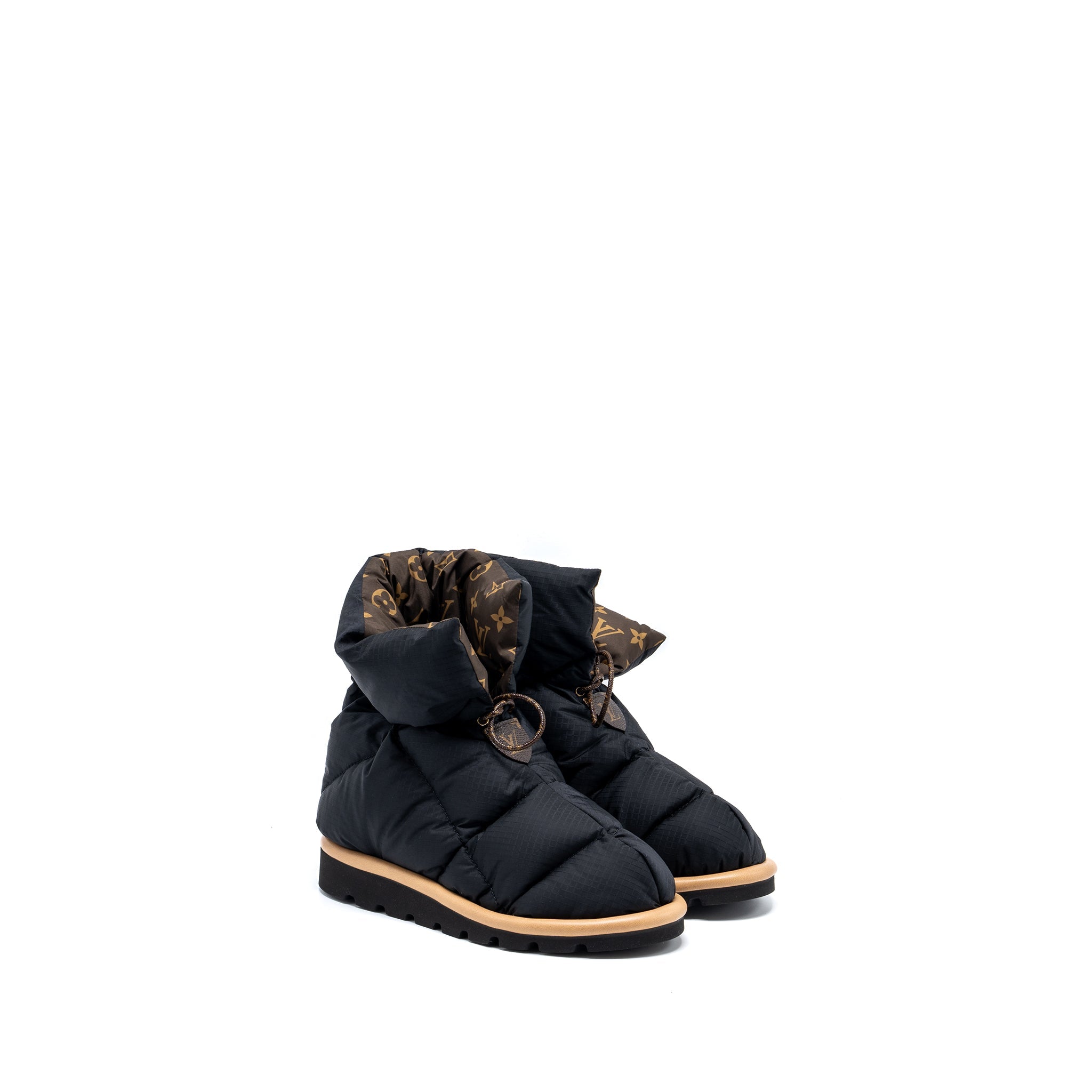 louis-vuitton-size-37-pillow-comfort-ankle-boots-nylon-monogram-black