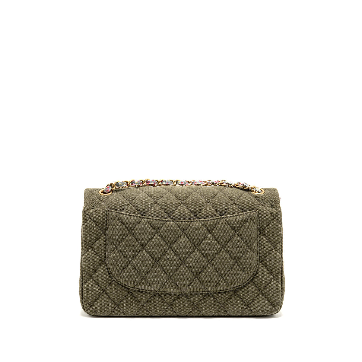 chanel-coco-cuba-charms-jumbo-classic-double-flap-bag-canvas-green-ghw