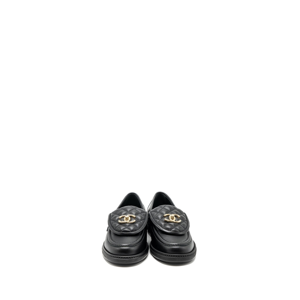 chanel-size-38-quilted-cc-logo-loafer-black-lghw