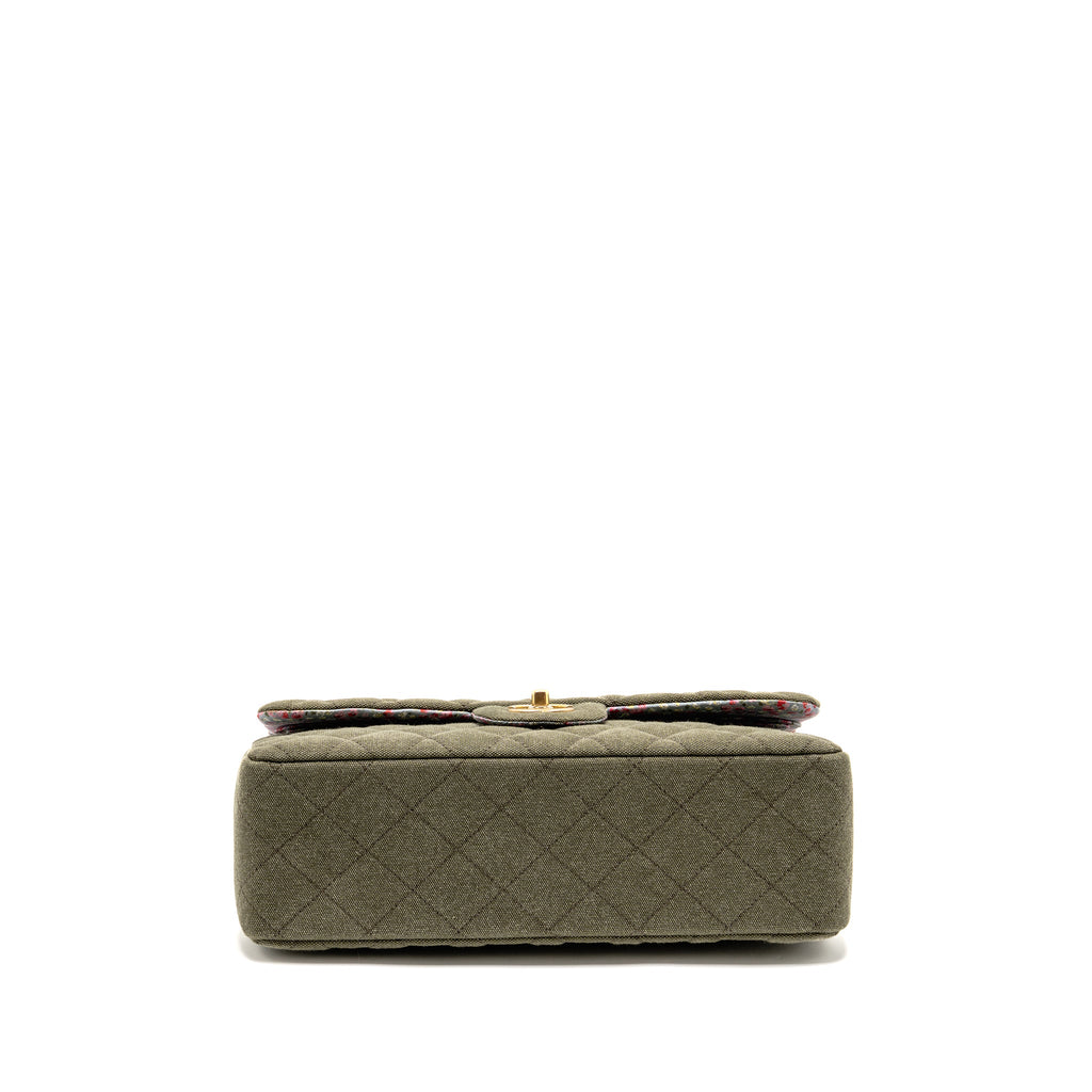 chanel-coco-cuba-charms-jumbo-classic-double-flap-bag-canvas-green-ghw
