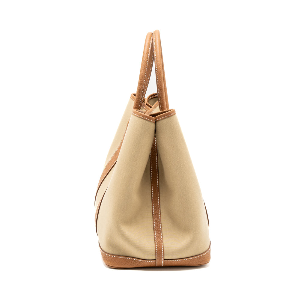 hermes-garden-party-36-canvas-leather-trench-gold-shw-stamp-u