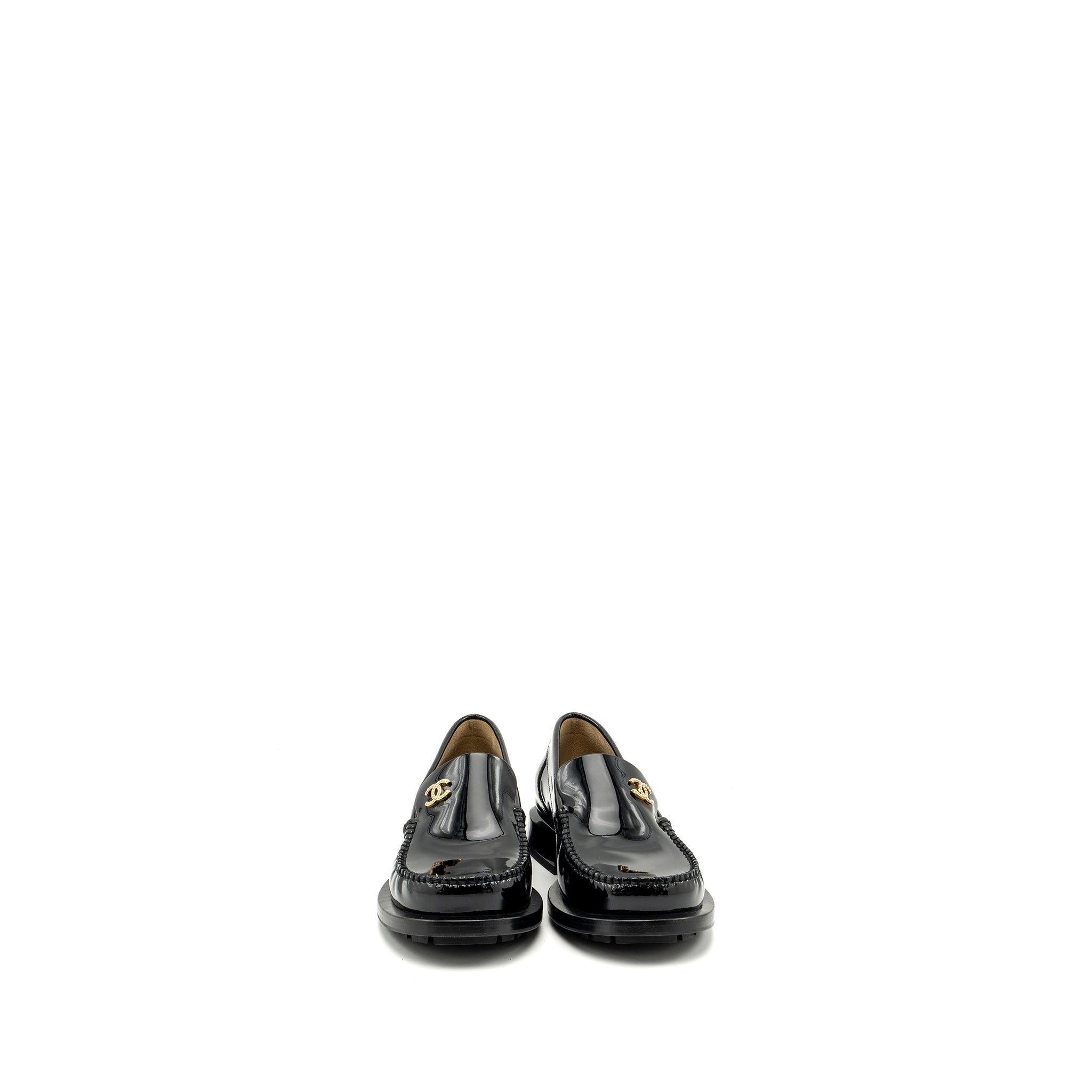 chanel-size-38-5-cc-logo-with-pearl-loafer-patent-black-ghw