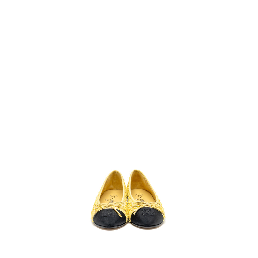 chanel-size-35-ballerinas-flat-shoes-tweed-yellow-black