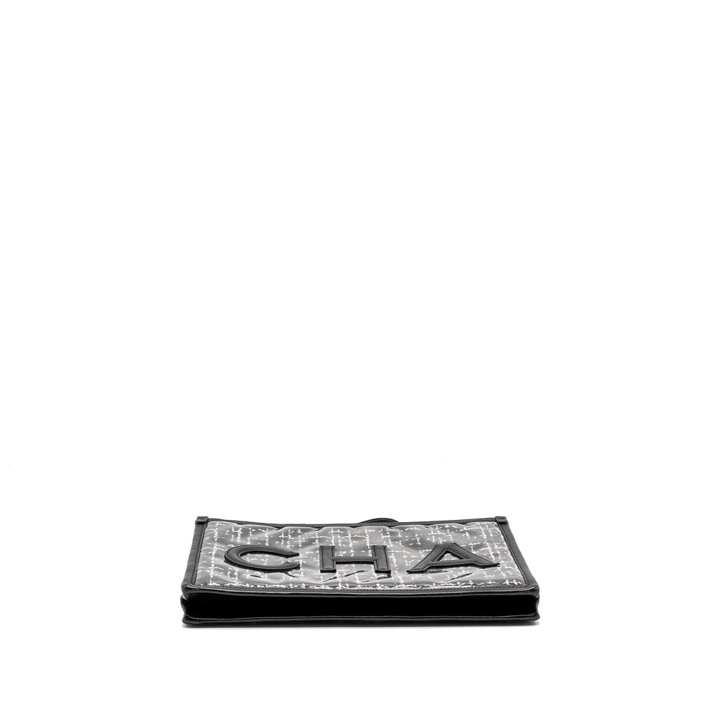 chanel-letter-logo-clutch-bag-tweed-pvc-lambskin-black-lghw
