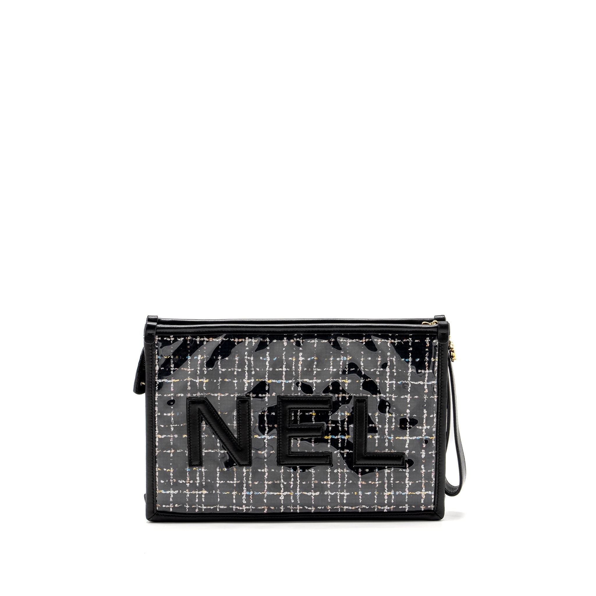 chanel-letter-logo-clutch-bag-tweed-pvc-lambskin-black-lghw