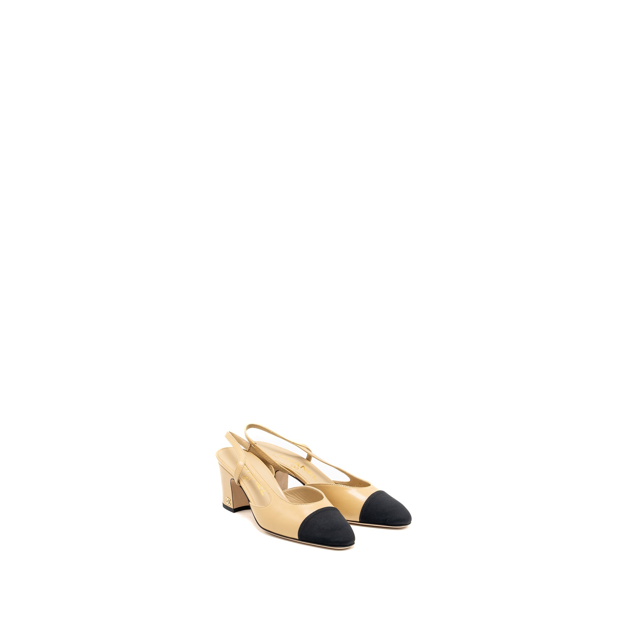 chanel-size-35-sling-back-beige-black