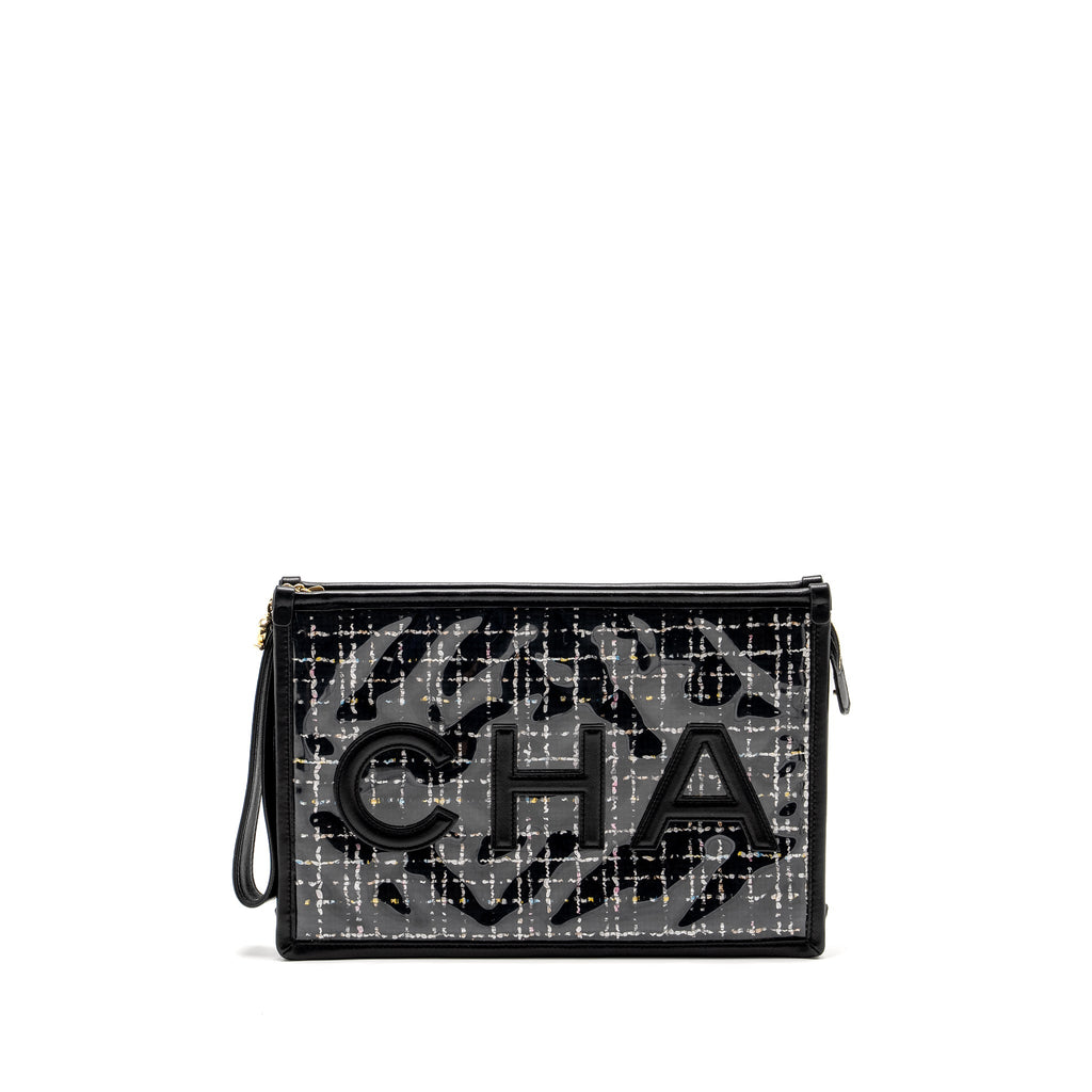 chanel-letter-logo-clutch-bag-tweed-pvc-lambskin-black-lghw