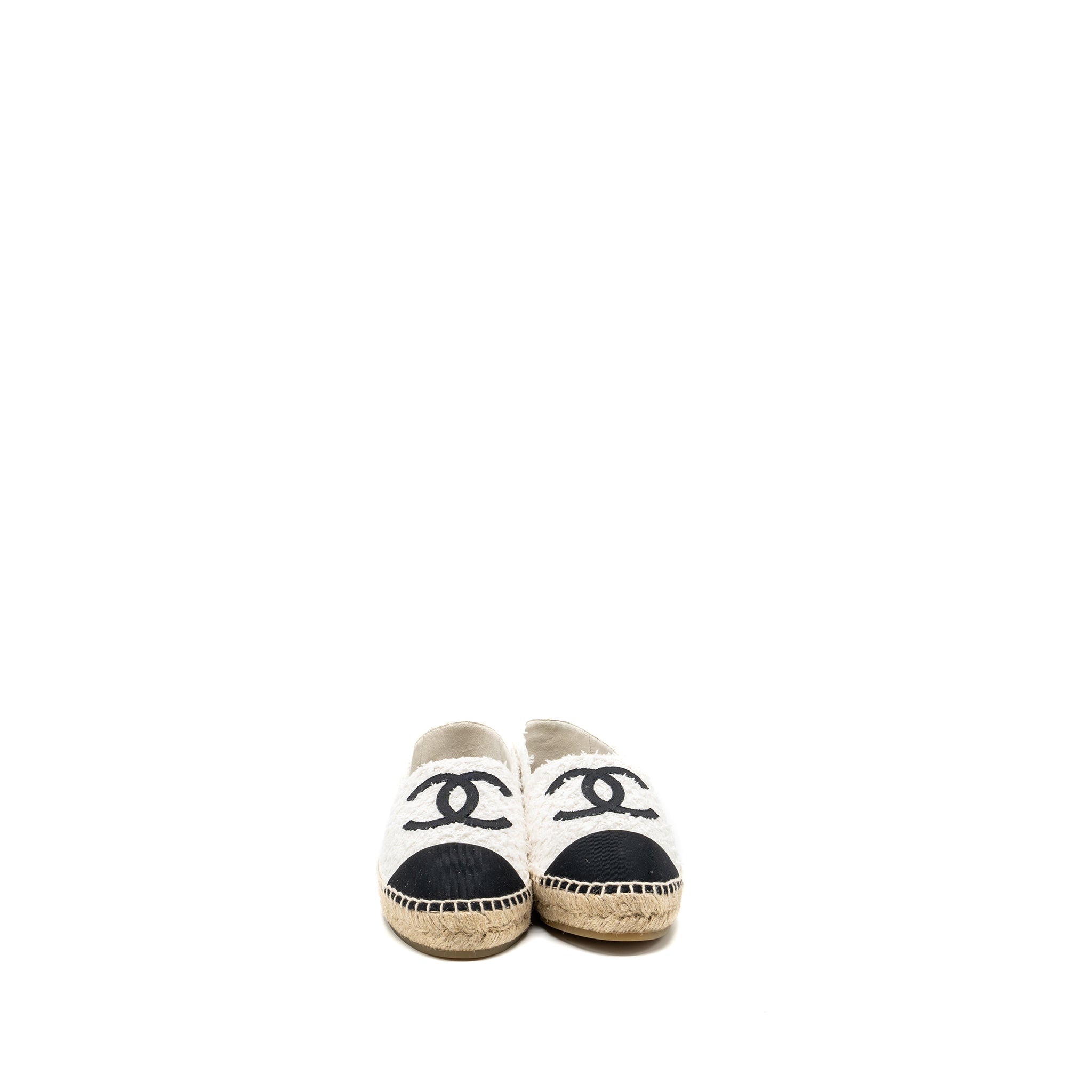 chanel-size-40-espadrilles-cotton-tweed-white-black-copy