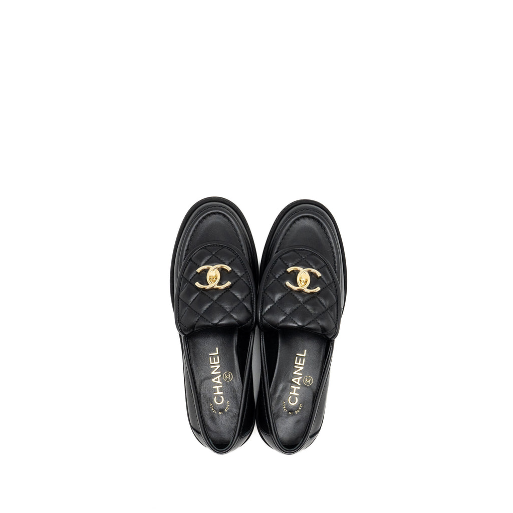 chanel-size-36-5-cc-turnlock-loafer-quilted-leather-black-lghw-copy