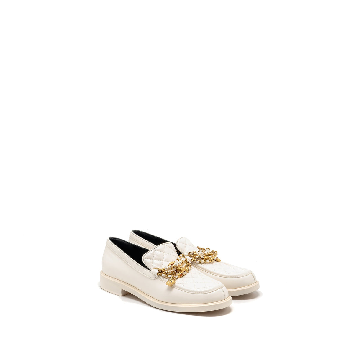 chanel-size-39-leather-chain-pearl-cc-logo-loafer-lambskin-white-ghw