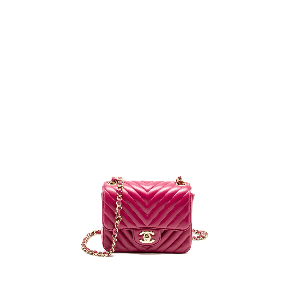 chanel-mini-square-chevron-lambskin-raspberry-red-lghw-copy