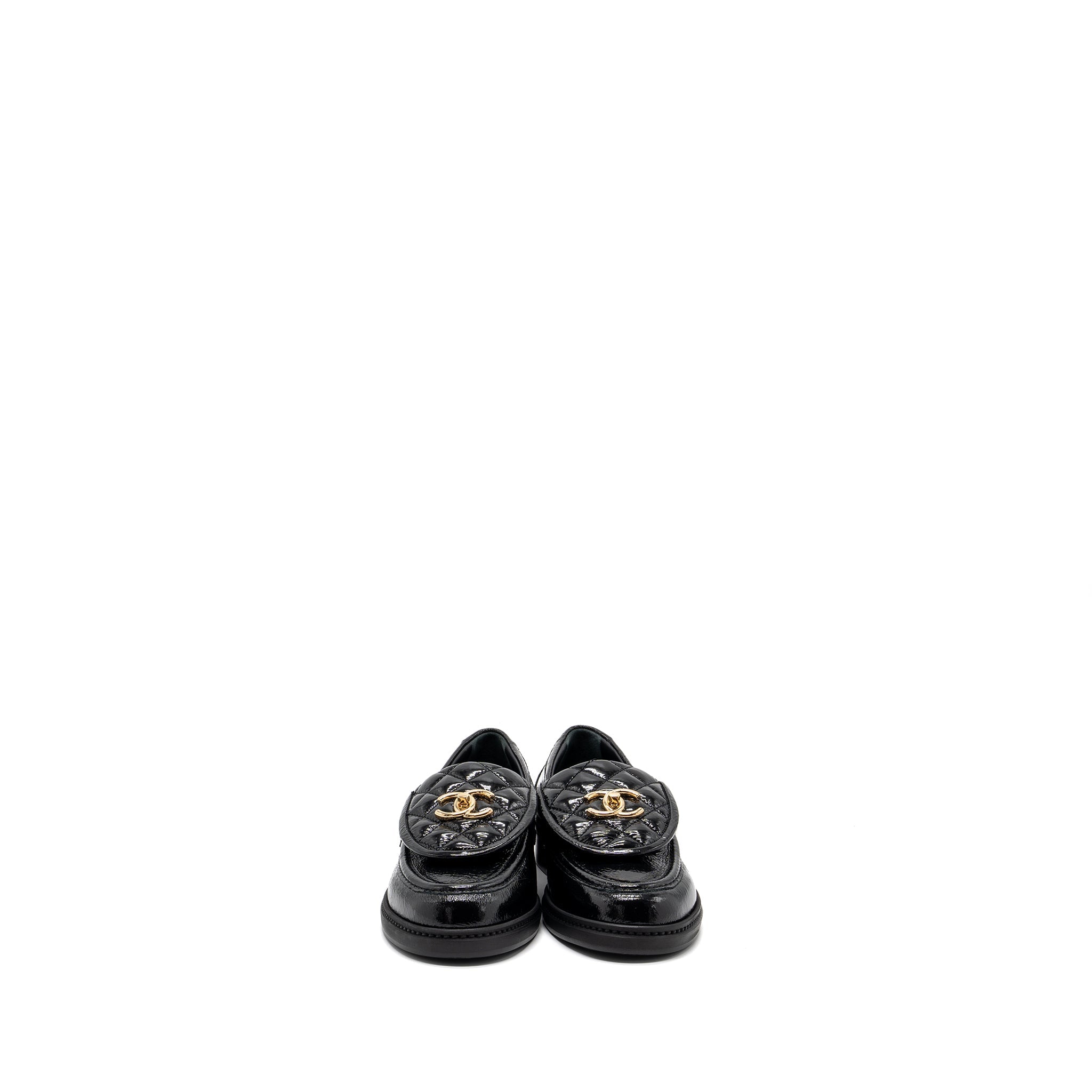 chanel-size-38-5-quilted-cc-logo-loafer-patent-lambskin-black-lghw