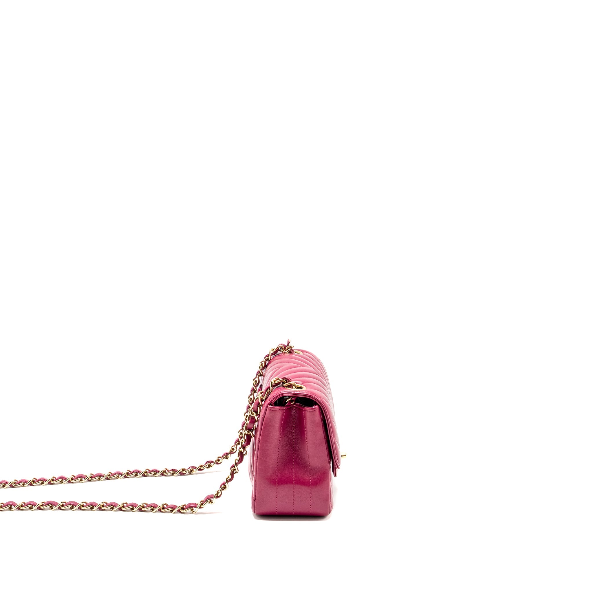 chanel-mini-square-chevron-lambskin-raspberry-red-lghw-copy