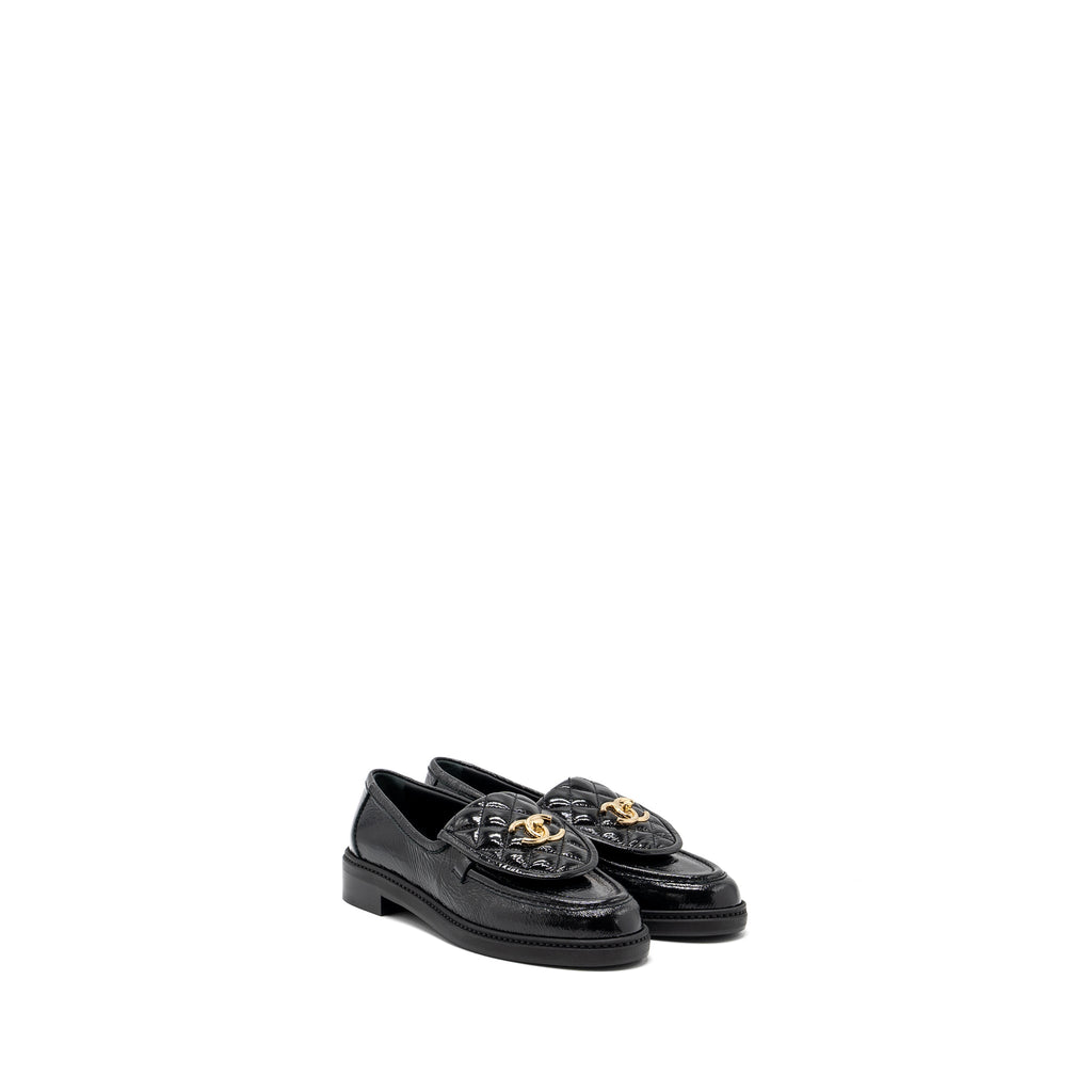 chanel-size-38-5-quilted-cc-logo-loafer-patent-lambskin-black-lghw
