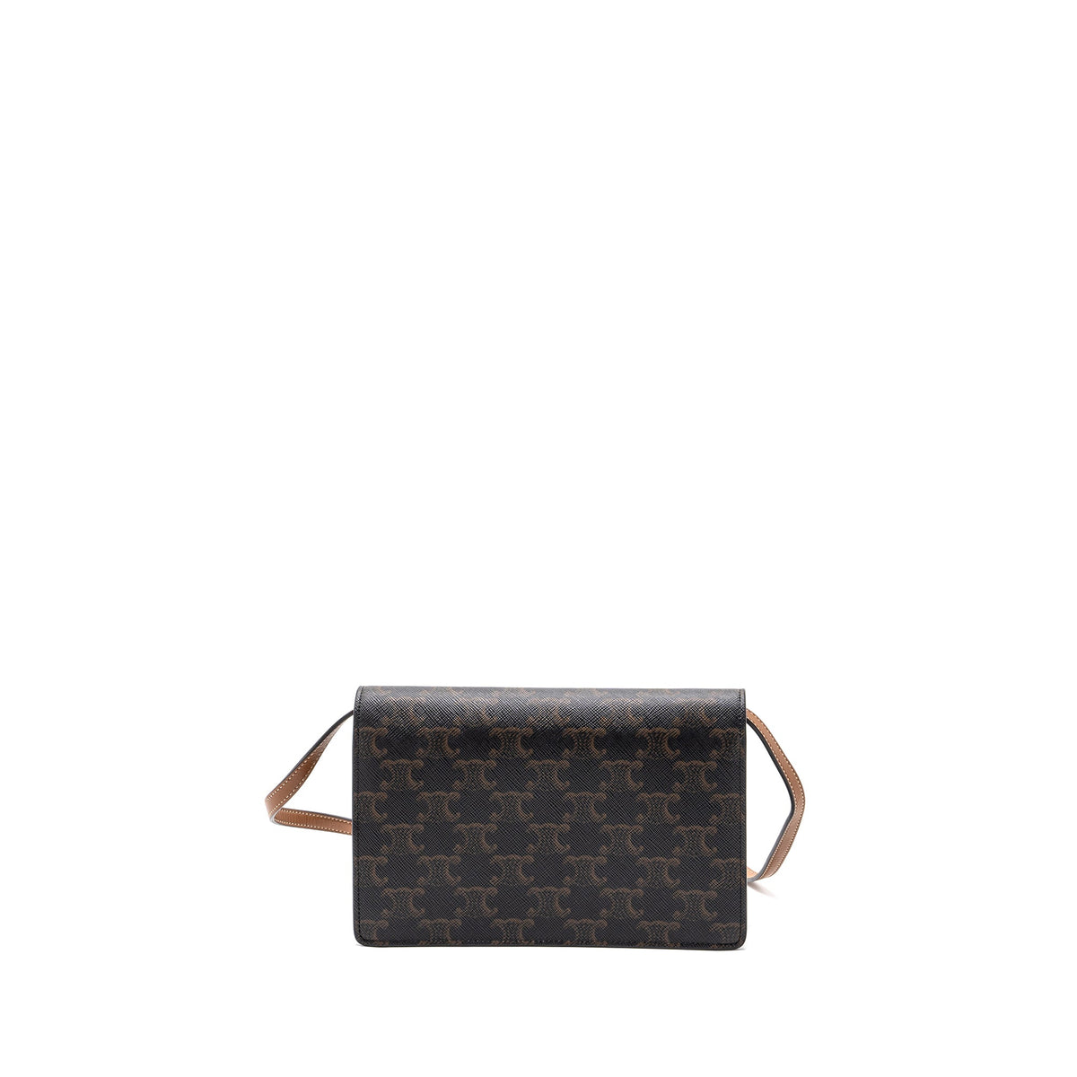 celine-wallet-on-strap-triomphe-canvas-smooth-lambskin-tan-with-ghw