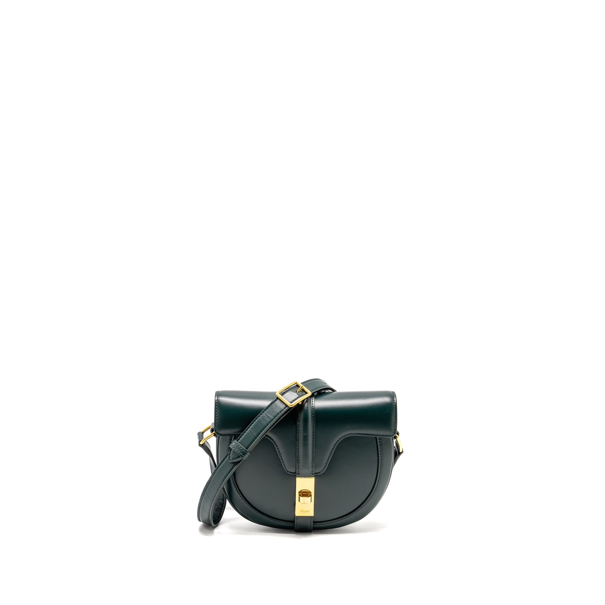 celine-small-besace-bag-calfskin-dark-green-ghw