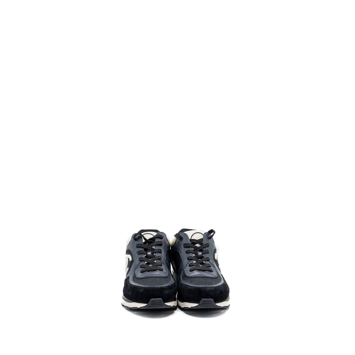 chanel-size-44-cc-logo-sneaker-suede-leather-black-white