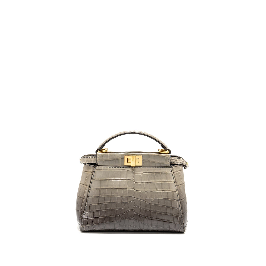fendi-mini-peekaboo-bag-crocodile-grey-ghw