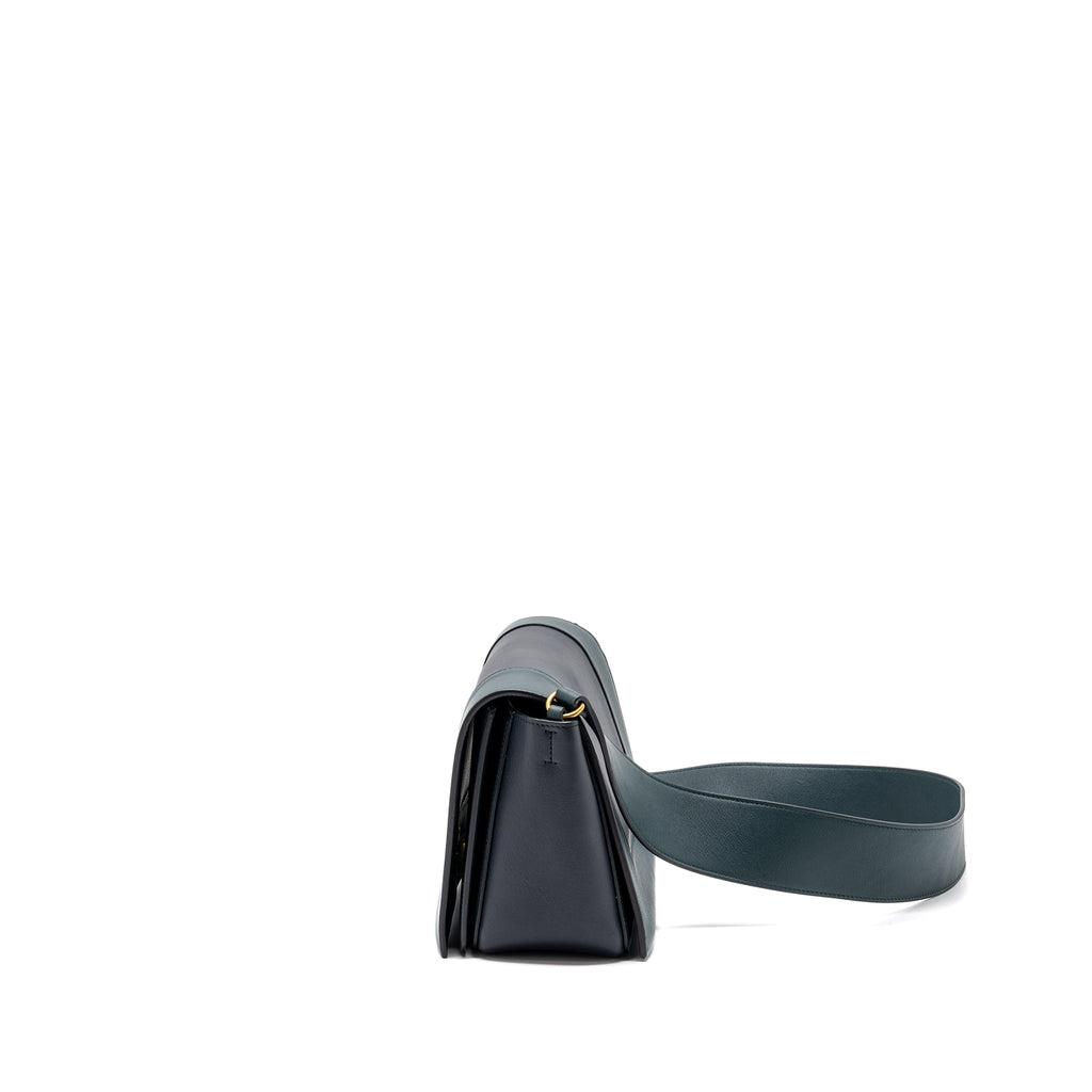 celine-frame-bag-calfskin-dark-green-dark-blue-ghw