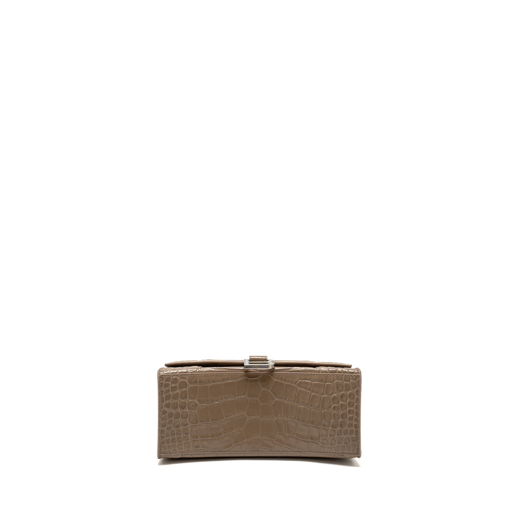 balenciaga-small-hourglass-bag-croc-embossed-calfskin-dark-beige-shw-copy