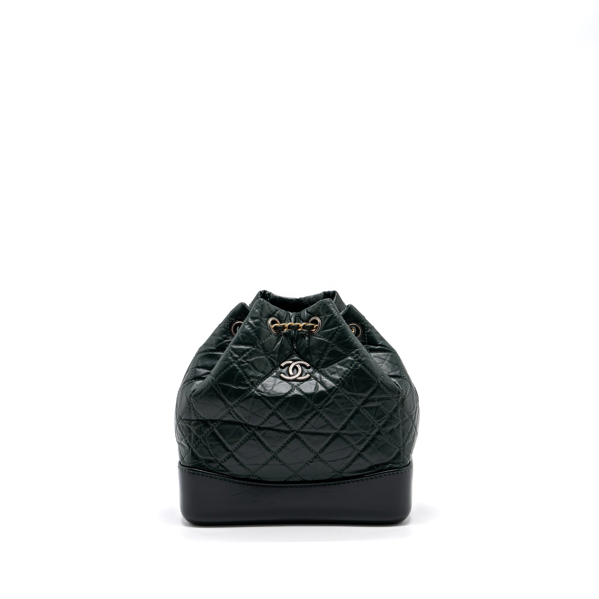 chanel-small-gabrielle-backpack-aged-calfskin-dark-green-multicolour-hardware