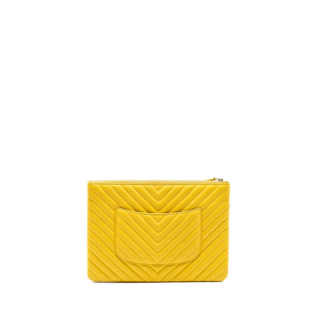 chanel-chevron-zip-pouch-clutch-lambskin-yellow-lghw