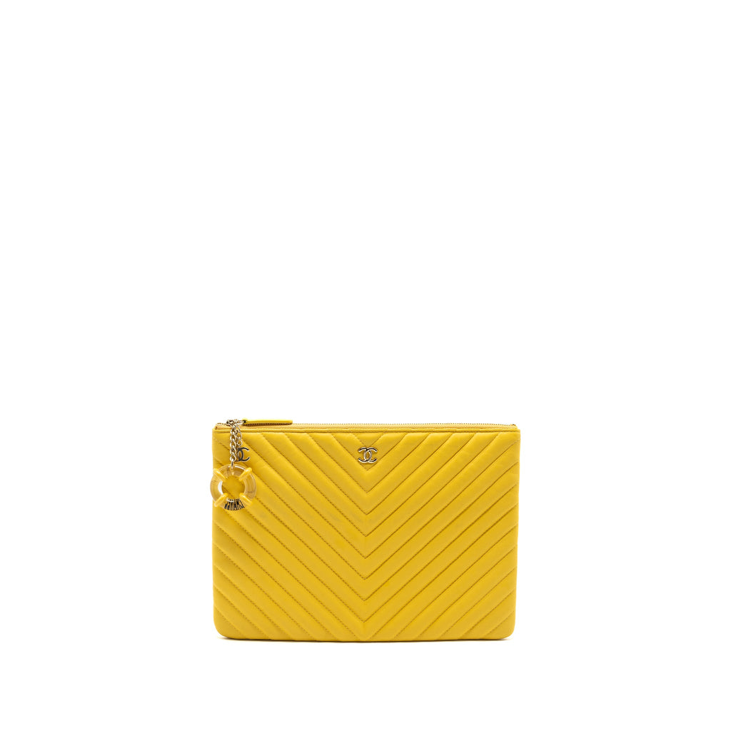 chanel-chevron-zip-pouch-clutch-lambskin-yellow-lghw