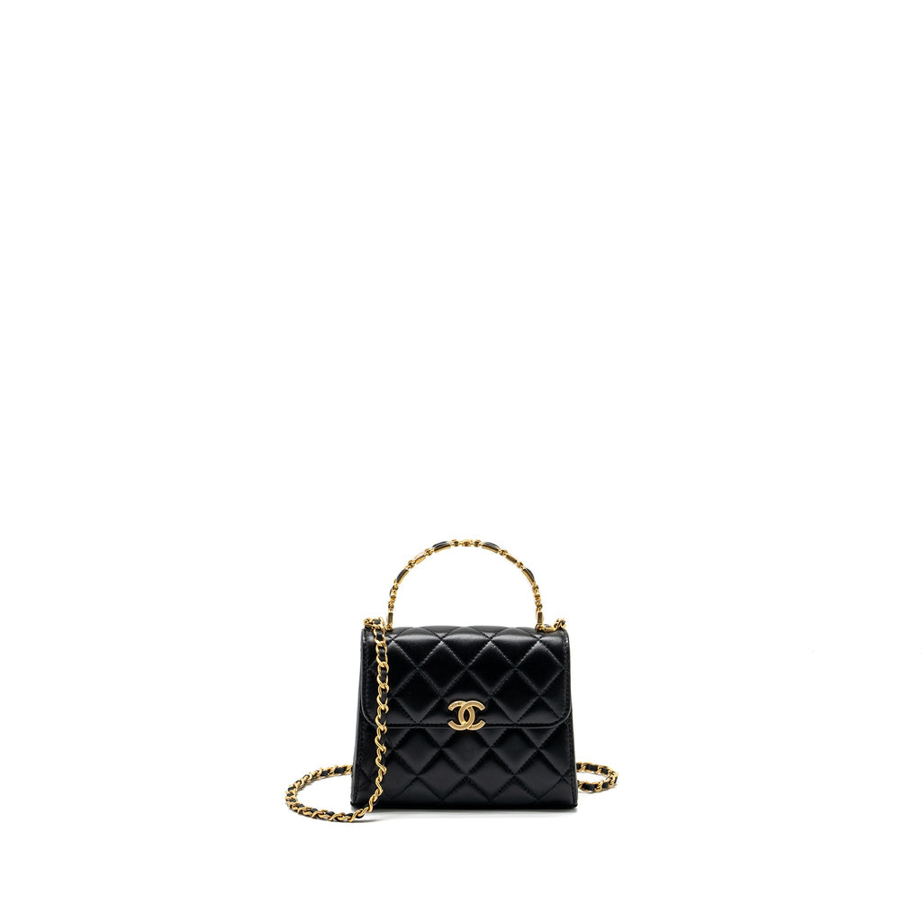 chanel-22b-enamel-top-handle-mini-flap-bag-lambskin-black-ghw-microchip-copy