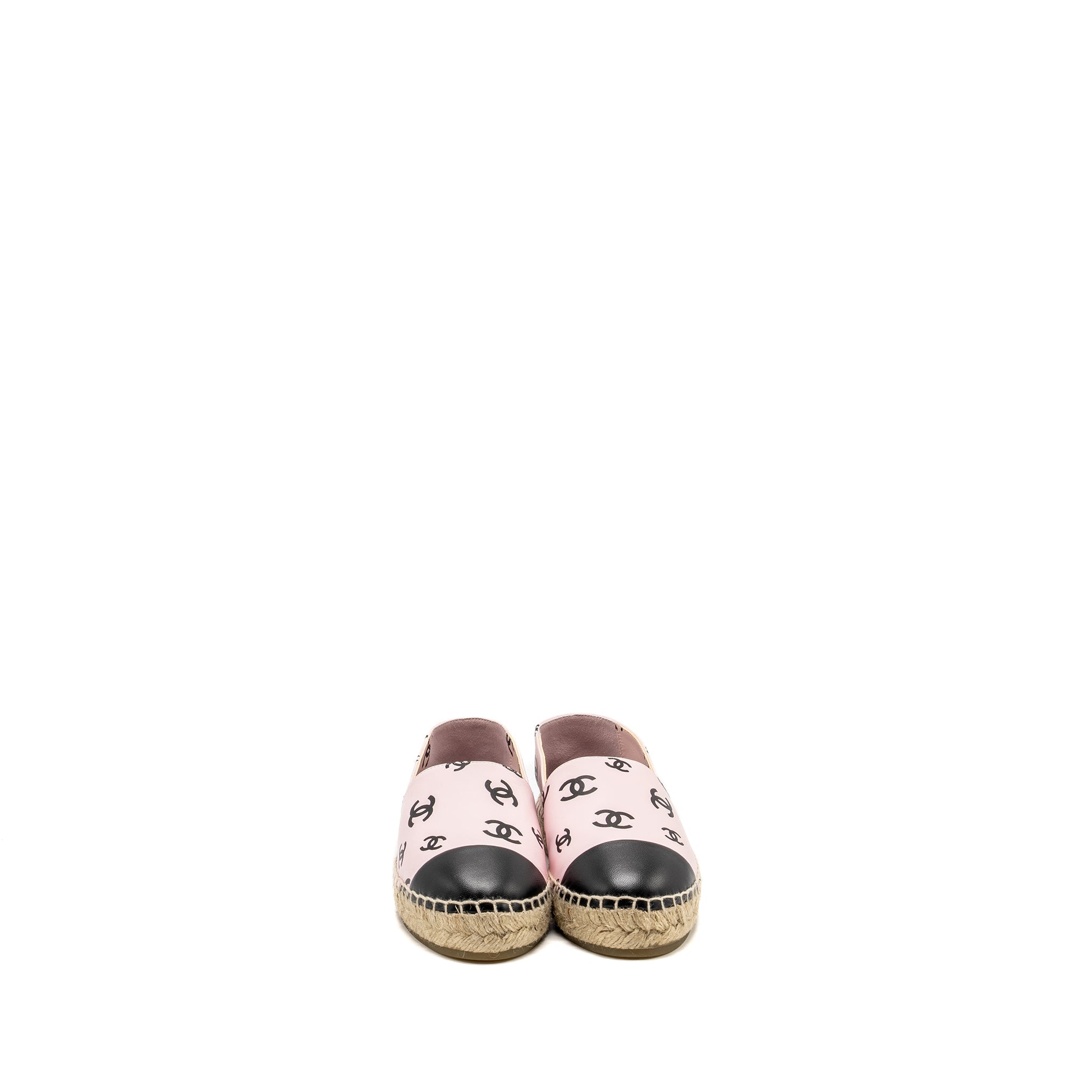 chanel-size-37-22s-cc-logo-espadrilles-leather-pink-black-1
