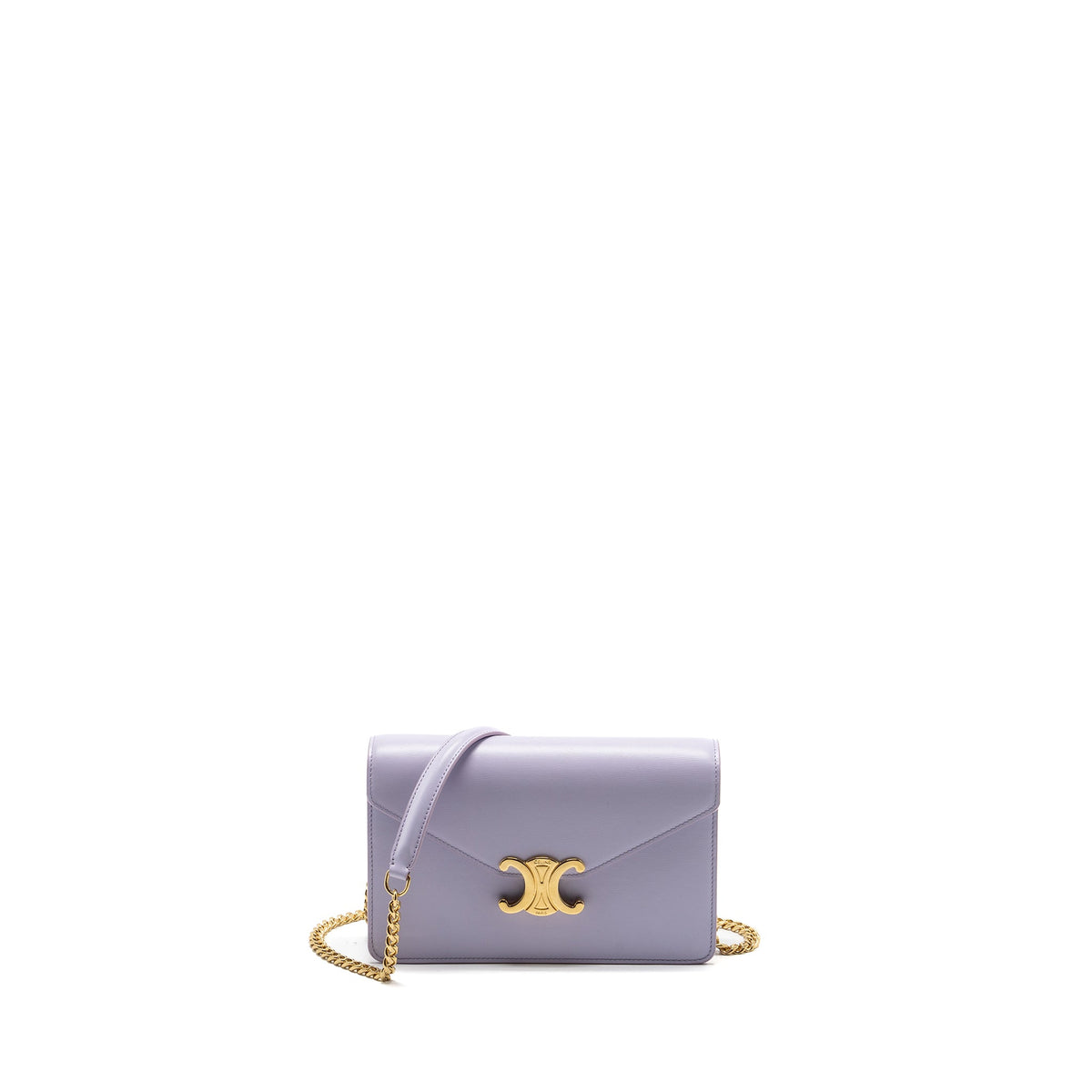 celine-triomphe-wallet-on-chain-margo-shiny-calfskin-light-lavender-ghw